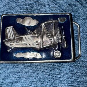 Preowned BI PLANE BELT BUCKLE. Instyle 1978 embossed 3D n. 1233